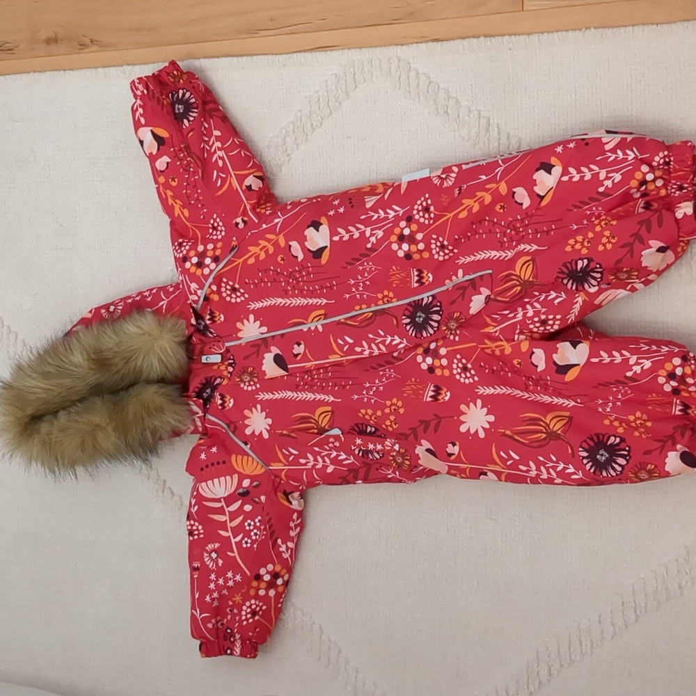 Floral Red Kids Snowsuit